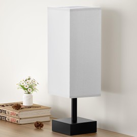 aooshine Gray Small Table Lamp - Bedside Lamp for Bedroom, Minimalist Nightstand Lamp with Silver Base, Desk Lamp for Kids Room Dorm