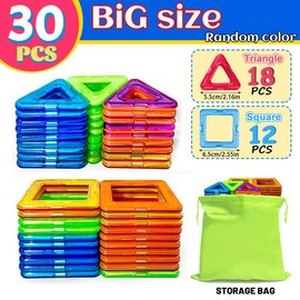 DIY Magnetic Building Blocks, Large STEM Construction Toy Set, Educational Magnet Toys for Learning, Assorted Colors for Birthday Gifts. for Winter Stacking Outdoorfun:_30PCS