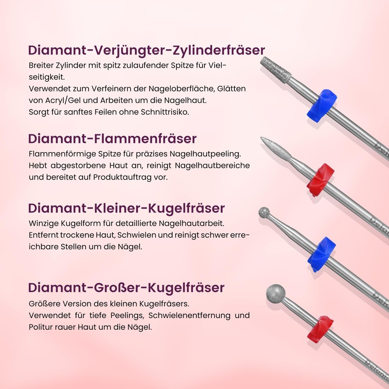Delanie Professional 7 Piece Nail Drill Bit Set with Holder,
