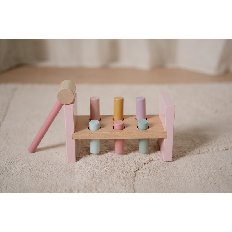 Little Dutch 7346 FSC Wooden Hammer Bench Fairy Garden Pink