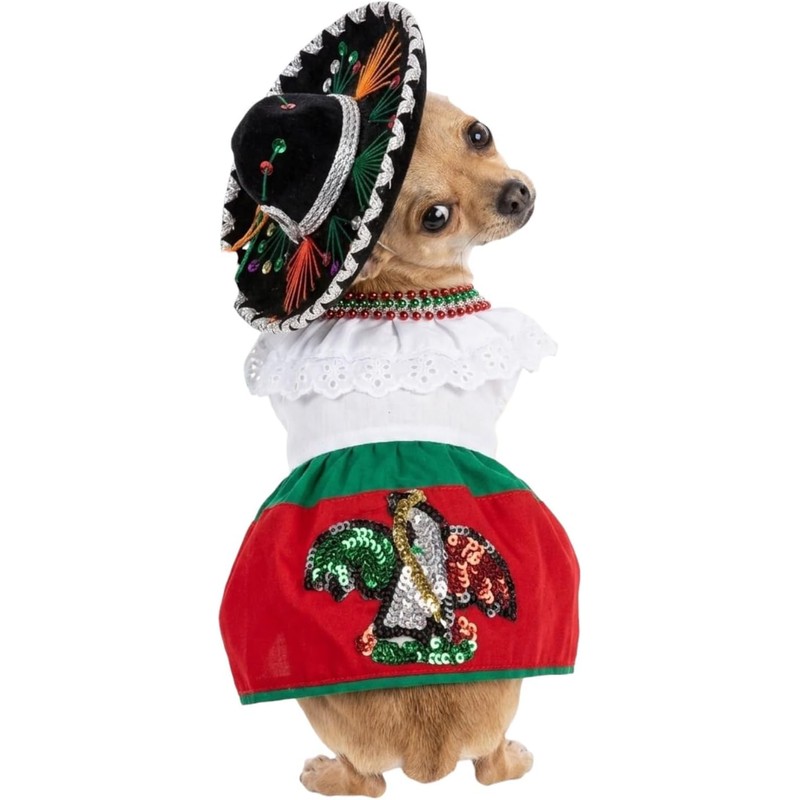 Genérico Disfraz China Poblana Mexicano para Perro y Gato con