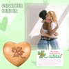 Otuuz Wooden Heart Worry Stone Four-Leaf Clover Insulation Gift Wooden