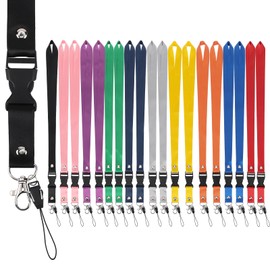Segus Lanyard, Pack of 20 Lanyard with Lobster Clasp, Removable, Long Lanyard Made of Imitation Nylon, Colourful Lanyard with Carabiner Hook, Neck Strap for ID Sleeves, Keys