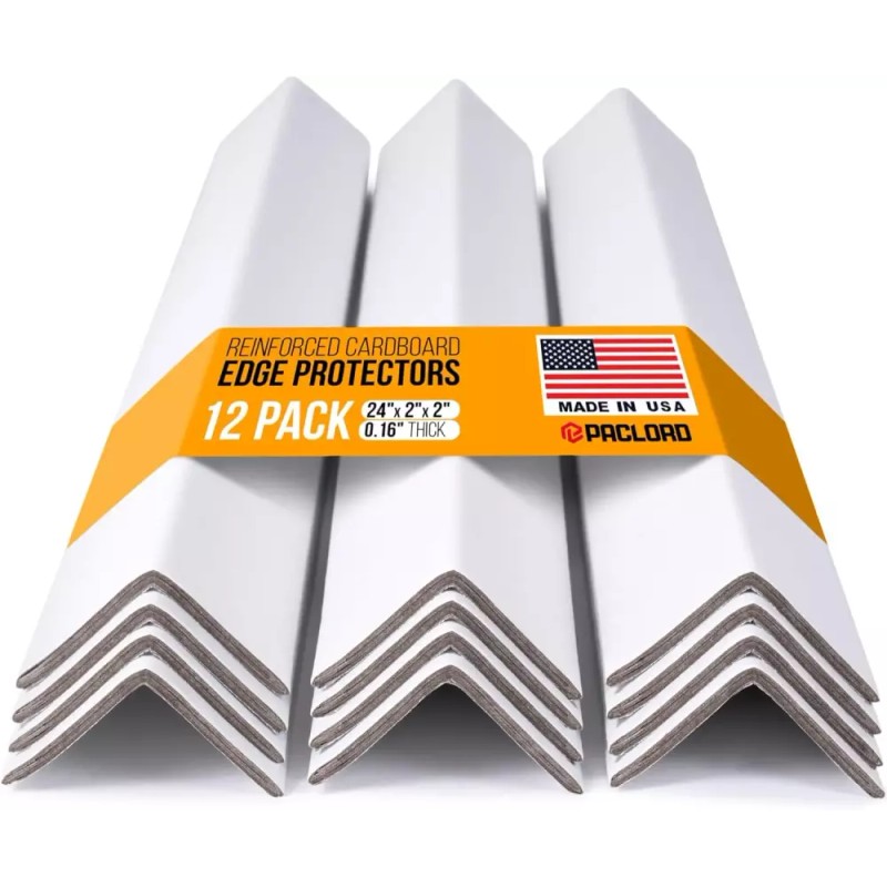 Paclord 24인치 x 2인치 강화 골판지 가장자리 보호대 흰색 12팩