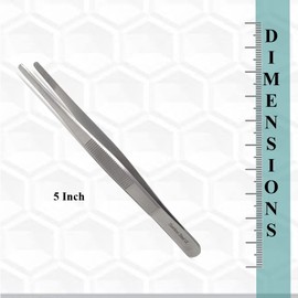Lab Tweezers High Precision Surgical Forceps For Detailed Work & General Purpose with Blunt Serrated Tips 5" Made of Stainless with Ridged Handle for Firm Grip