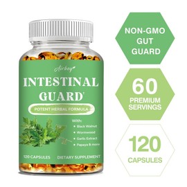 Gut Protector (Non-GMO) - Powerful natural formula with Mugwort, Black Walnut, Goldenseal, Pau d'Arco, Clove, Garlic and more - All-in-One Supplement, 1 Count, 60 Tablets / 장 보호제(비GMO) - 쑥 검은 호두 골든실 파우다르코 정향 마늘 등이 함유된 강력한 천연 포뮬러 - 올인원 보충제, 1개, 60정