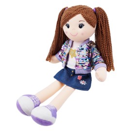 June Garden Snuggle Cutie Sophie Glam - Muñeca de peluche suave de 18 pulgadas, regalo para niñas - Muñeca Ragd abrazable - Traje de moda L