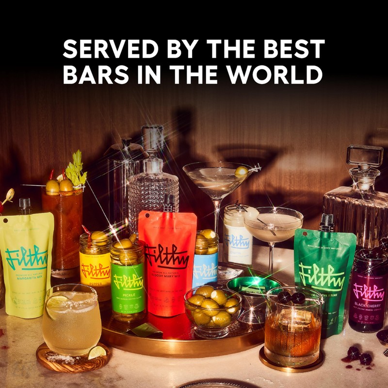 Filthy Pitted Olives, Premium Cocktail Garnish, Pitted Queen Olives, Naturally