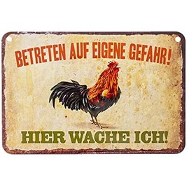 schilderkreis24 Funny Saying "Betreten auf eigene Gefahr" Decorative Gift Idea Chicken Coop Funny Gift Birthday Christmas Chicken Fans Garden Kitchen Farmers 18 x 12 cm