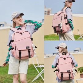 Caoroky knight College School Bag for Men Women Laptop Backpack 15.6 Inch Anti Theft Travel Daypack Large Elementary Middle High Bookbags for Teens Girls Boys Students-Medium,Pink