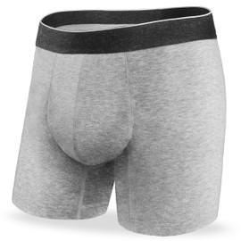 REELINDRY Incontinence Underwear for Men Washable Absorbent 2.3 oz Leak Proof Prostate Bladder Control Long Leg Boxer Briefs 1 Pack (Light Gray, M)