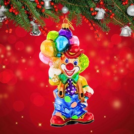 Huras Family Happy Party Clown Glass Tree Ornament Hf951 Hand Painted Keepsake 7.00In (1Pc)