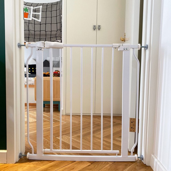 BalanceFrom Easy Walk-Thru Safety Gate for Doorways and Stairways with Auto-Close/Hold-Open Features, Multiple Sizes,White