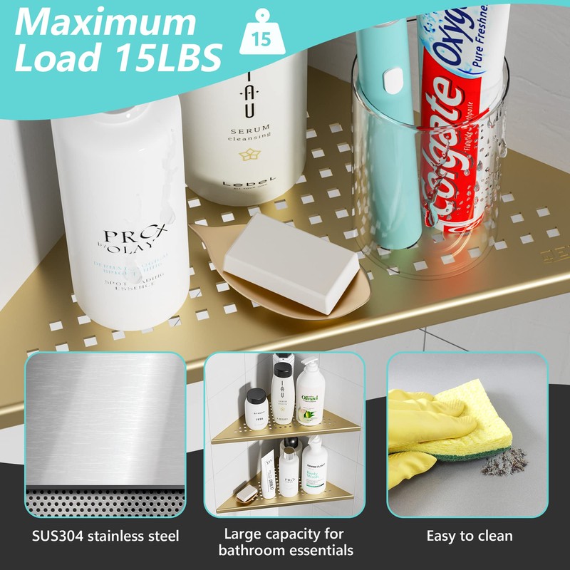 2 Pack Bathroom Corner Shelf, Recessed 12" Corner Shower Shelf,