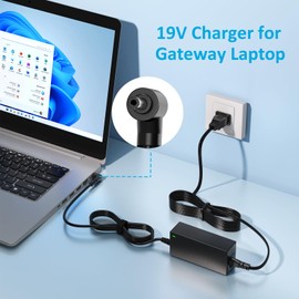 Zolt 19V Charger Fit for Gateway Laptop GWTN156-1 GWTN156-5 GWTN156-7 GWTN156-9 GWTN156-11 GWTN141-2 GWTN141-3 GWTN141-4 GWTN141-6 GWTN141-10 GWNC31514-BK/BL TYPE60-190-3150U 2.1A Power Supply Adapter