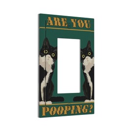 Spshian Fun Black Cat Are You Pooping Outlet Covers Single Rocker Light Switch Covers Decorative 1 Gang Gfci Wall Plate Cute Cat Electrical Receptacle Switchplate Plug Faceplate for Bathroom Decor