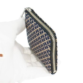 Indenya 1008-14-179 F Coin Purse, Deer Leather, Navy Blue Base x White Lacquer, Cloisonne Connected Pattern, Navy, White