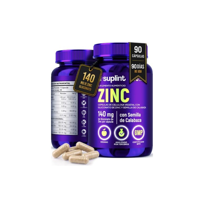 Gluconato Zinc 140mg Inmunidad Piel Cápsulas