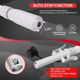 Automatic Portable Fuel Transfer Pump with Auto-Stop, 3.2 Gallon per minute, Extra Long Hose, Battery Powered and USB Type-c, 4 Can Adapters and Leak protection, Gas Pump for Oil, Diesel and Gasoline1