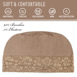 Alnorm Bamboo Sleep Cap for Women Hair Loss, beige