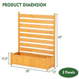 FORTUNO Air Conditioner Fence Outdoor Wood Privacy Screen Fence with Planter Box for Trash Can Pool Equipment Garbage Can Enclosure 36" W x 45" H (2 Panels)