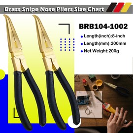 WEDO 2-Piece Brass Pliers Set, 8" Bent Nose Pliers with Non-Slip Handle, 45-Degree Bent Long Nose Pliers, Length 200mm