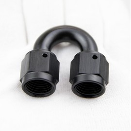 KRD PERFORMANCE Aluminium 6AN Female to 6AN Female 180 Degree U Shape Double Swivel Coupler Fitting Adapter Union Black