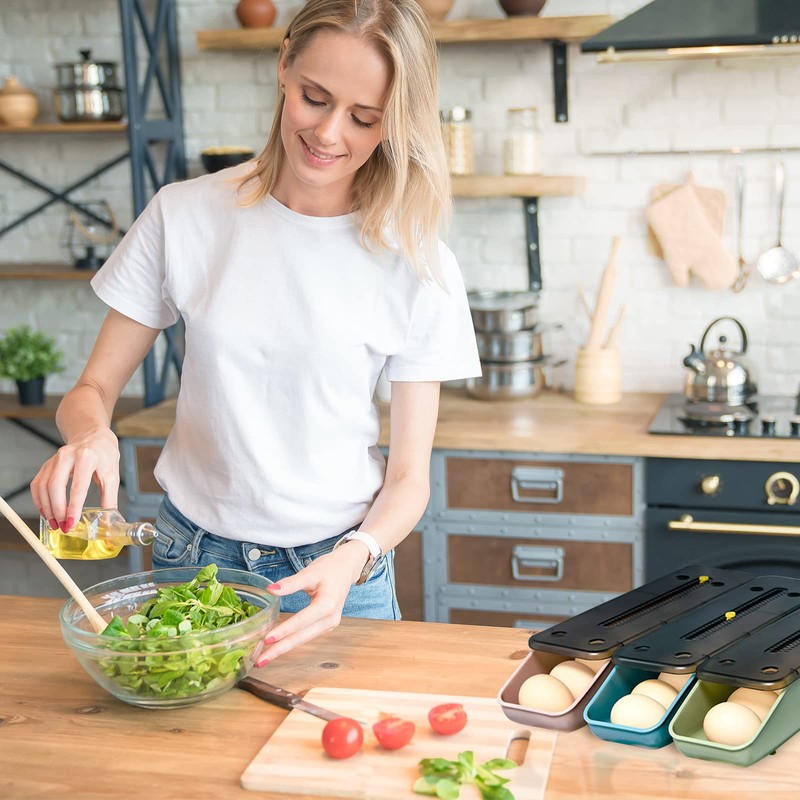 Egg Box with Automatic Rolling, Pack of 3 Egg Storage