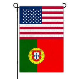 Portugal USA Friendship Garden Flag12x18 in Burlap Outdoor Banner for Patio Yard with Double Side