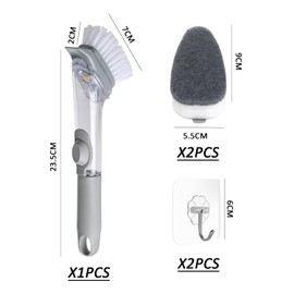 1 Piece Dish Brush With Soap Dispenser, 2 Sponges And 2 Hooks, Washing Brush, Dish Brush, Dish Brush, Kitchen Brush, Can Be Used For Kitchen, Pot, Bowl, Sink Cleaning And Scrubbing