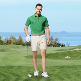 Golf Shirts for Men Dry Fit Short Sleeve Moisture Wicking Performance Jacquard Texture Collared Polo Shirts for Men