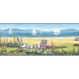 Chesapeake DLR20021B Barnstable Blue Seaside Cottage Wallpaper Border