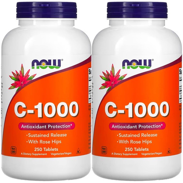 Now Foods Vitamin C-1000 Sustained Release with Rose Hips 250 Tabs (500 (250 X 2))
