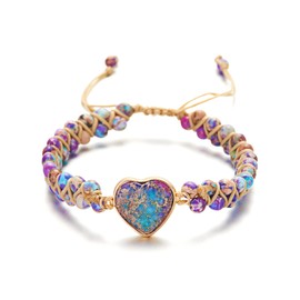 Chakra Bracelet for Women 7 Chakra Bracelet Heart Shaped Healing Natural Stone Bracelet for Girls Beaded Love Bracelets Spiritual Yoga Meditation Bracelet for Gifts