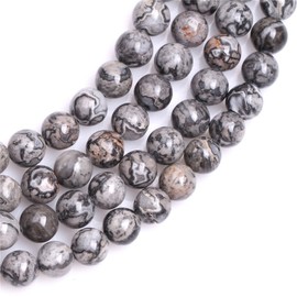 GEM-Inside Natural 8mm Gray Silver Crazy Agate Round Gemstone Semi Precious Loose Beads for Jewellery Making 15''