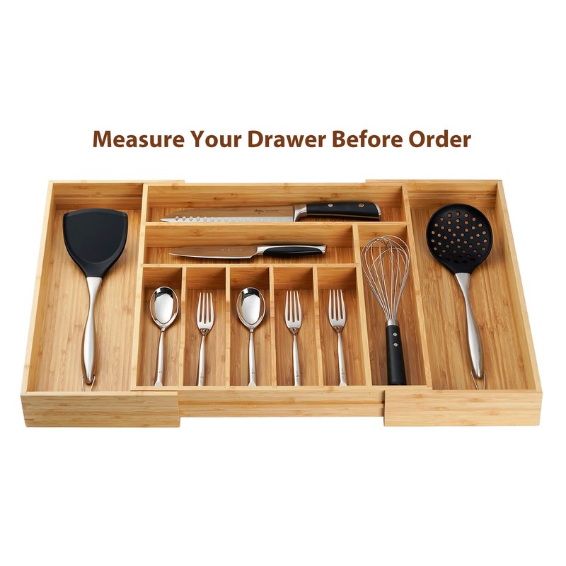 Umilife Extra Large Expandable Kitchen Siverware Utensils Drawer Organizer, 19"