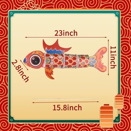 Redvigh Spring Festival Lantern Chinese New Year Lanterns Year of The Dragon Creative KOI Fish Lanterns Handmade DIY Lanterns Material Lanterns(Red)