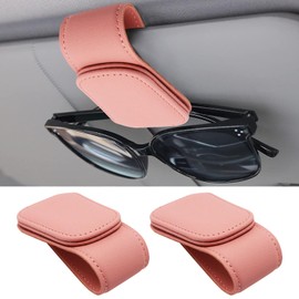 ZHMEINA 2 Pcs Sunglass Holder for Car, Sunglasses Clip for Car Visor, Suede Cloth Magnetic Car Sunglass Holder, for Different Size Eyeglasses (Pink)