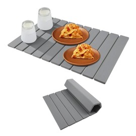 SH-RuiDu Foldable Stone Dish Drying Mat, 23.6 x 15.3in Quick-Drying Diatomaceous Earth Mat Kitchen Countertop Protector for Dishes, Bottles, Utensils, and Food Prep