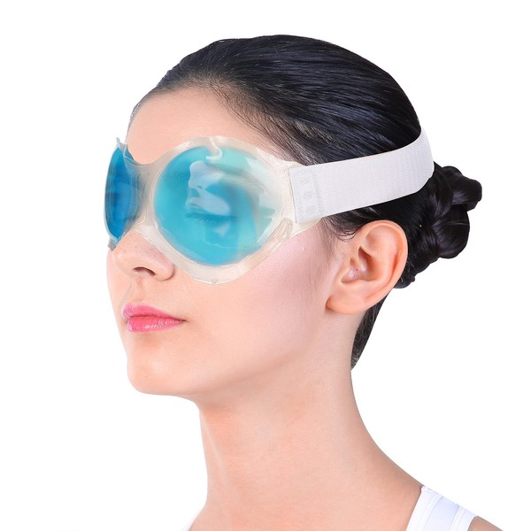 Cooling Eye Mask, Reusable Gel Eye Mask, Hot Cold Compress for Swollen Eyes, Dry Eyes, Dark Circles, Relieves Eye Fatigue (Blue)