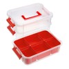 JUXYES 3-Tiers Stack Carry Storage Box With Divided Tray, Transparent