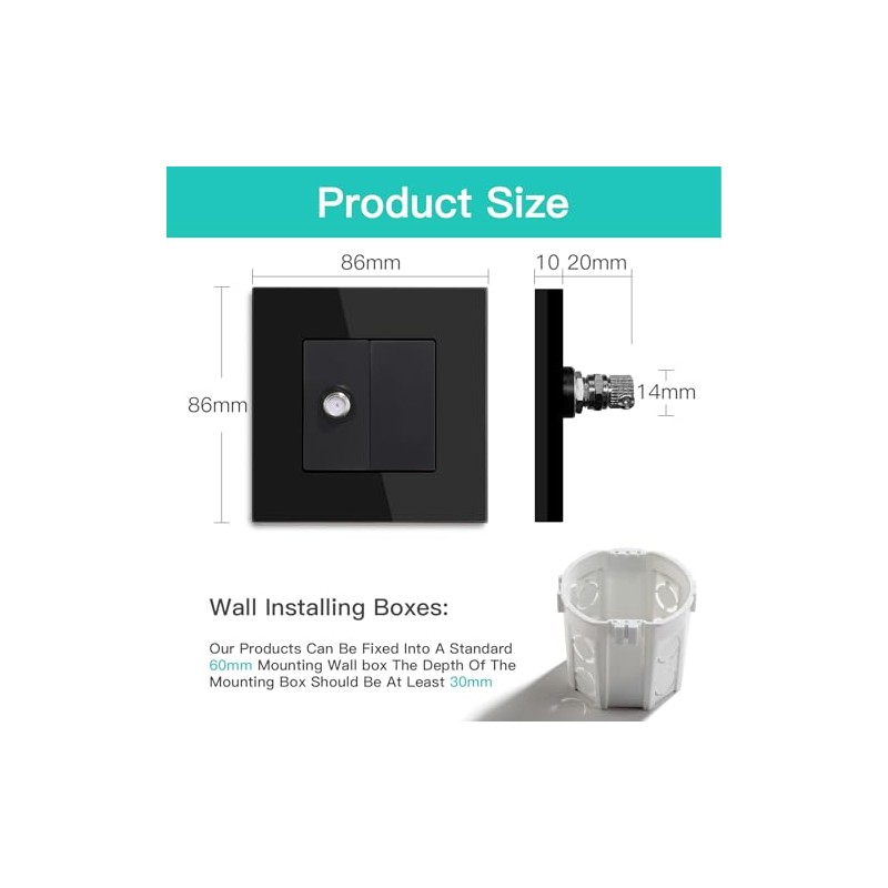 BSEED Wall Socket EU Standard 1/2 Satellite Socket Flush-Mounted and