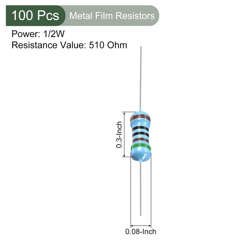 YOKIVE 100pcs Metal Film Resistors 510 Ohm Resistors 1/2W 1%