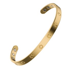 CALMI - Magnetic Wellness Bacelet with Adjustable Stainless Steel Design - 18K Gold-Plated - Wearable Magnetic Field Accessory for General Wellbeing | Unisex (Gold)