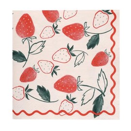 Talking Tables 20 x Strawberry Napkins, Disposable Party Serviettes for Birthday, Weddings, Baby Shower, Catering, Summer Picnic, Wimbledon, Decoupage, Recycled Packaging, Made in EU, 3ply, 33cm
