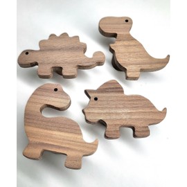 PLT Dinosaur Wall Hook Made of Untreated Walnut Wood (Tyrannosaurus Brachiosaurus Stegosaurus Triceratops) Dinos Wardrobe Entrance Room Coat Hook Nursery Hallway Baby Gift
