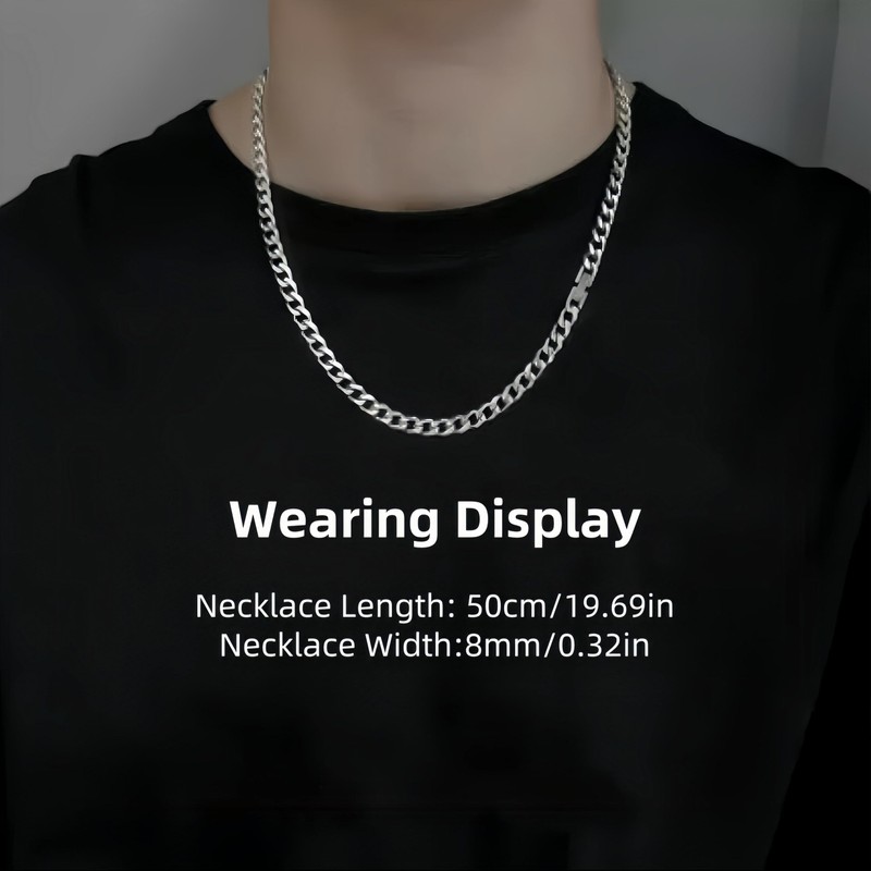 IN Chenthy Men's Cuban Chain, Silver Trend Hip-Hop Non-Fading Peptide
