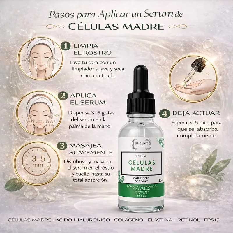 3 Kit Serums Vitamina C Celulas Madre Acido Hialuronico 30ml