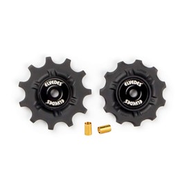 Elvedes 1 Set of Derailleur Pebbles 2 x 11 Teeth Stainless Steel Ring Bearings INCL. Bushing ABEC 5 Unisex Adult Cycle - Black, 9 V / 10 V / 11 V