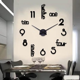 DIY Wall Clock, 1 Count Battery Powered Modern Acrylic Wall Clock without Battery, Silent Wall Clock for Home Living Room Bedroom Decor, Home Decor - Color: Black, Specification: one-size